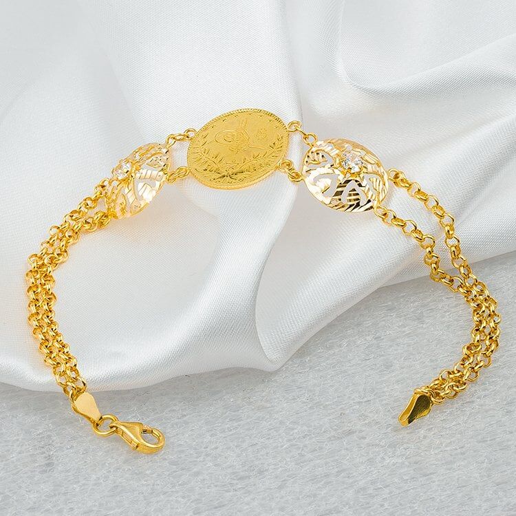 Zincirli 22 Ayar Altın Reşatlı Bileklik