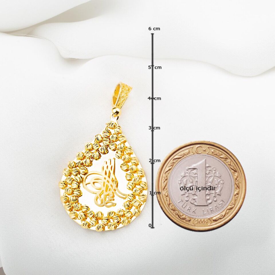 Toplu Damla Tuğra Altın Kolye