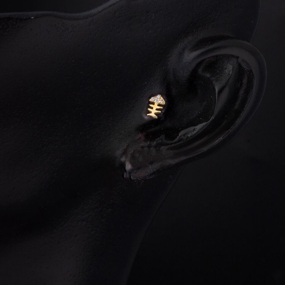 14 Ayar Altın Balık Tragus Küpe