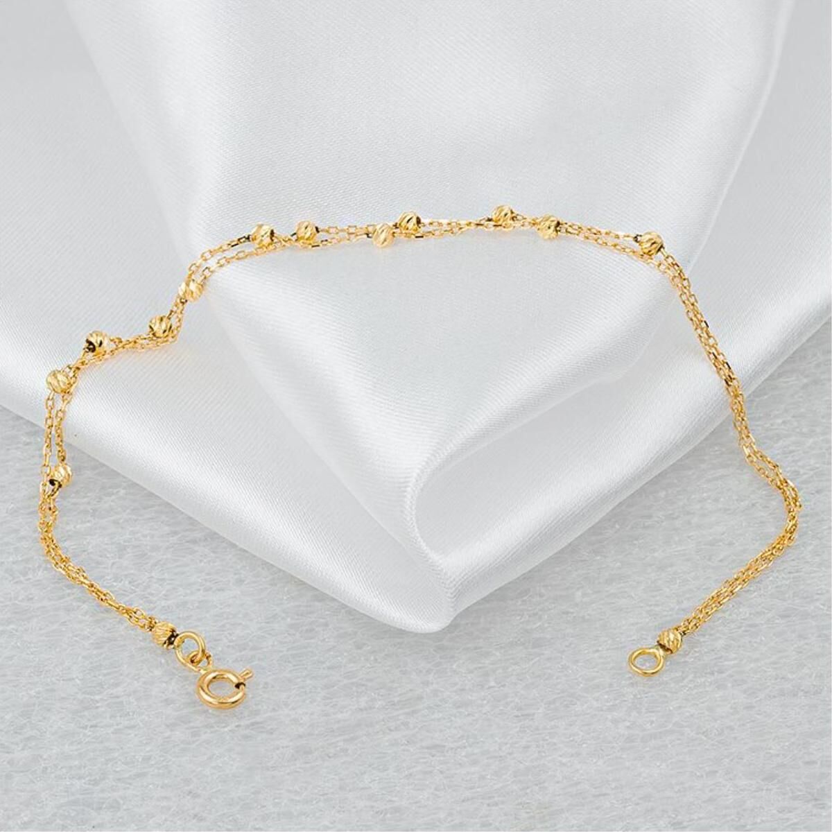 Top Altınlı 2 Sıra Zincirli 22 Ayar Bileklik