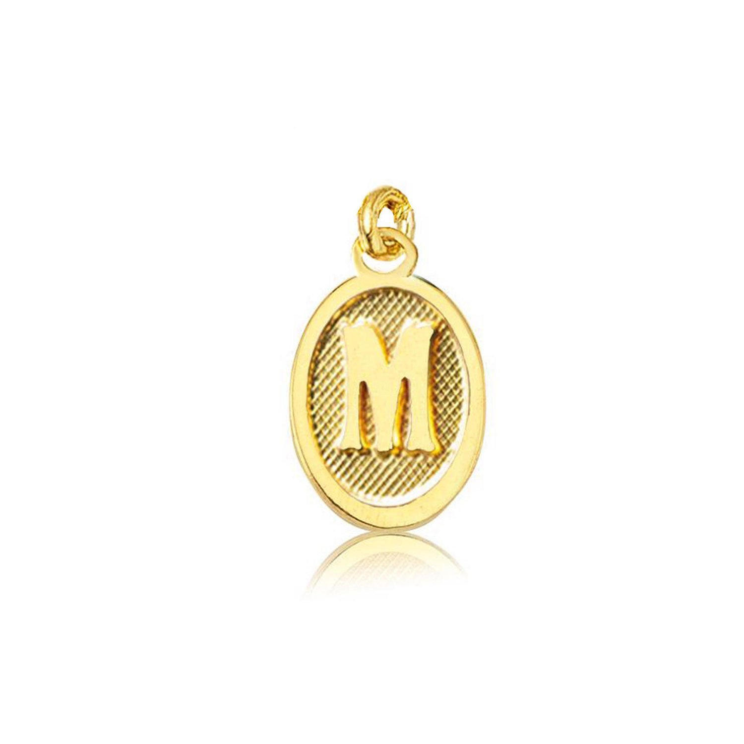 M Harfi Oval Altın Kolye Ucu
