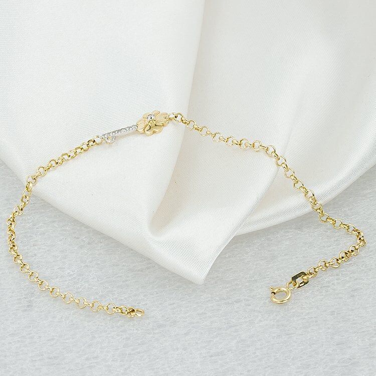 Taşlı Sevginin Anahtarı Altın Bileklik