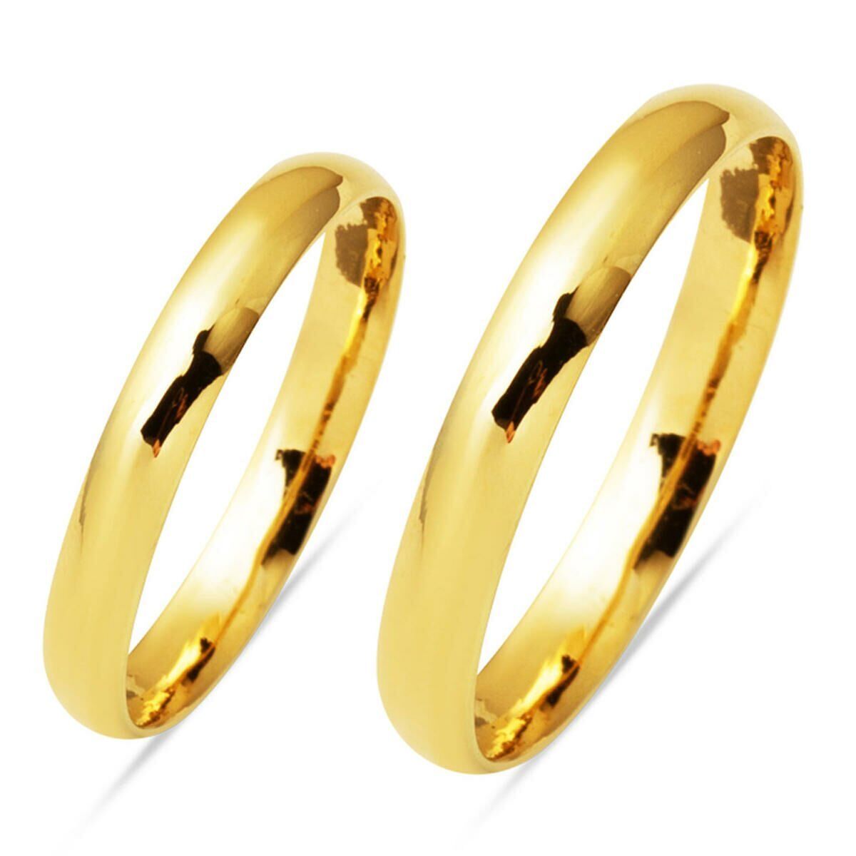 14 Ayar Klasik Oval Çift Altın Alyans 3 mm.