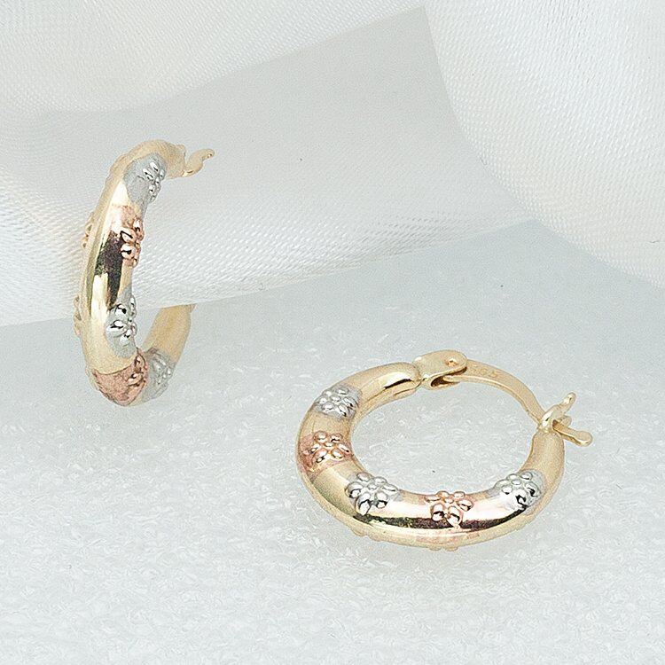 İnsta 3 Renkli 14 Ayar Altın Küpe