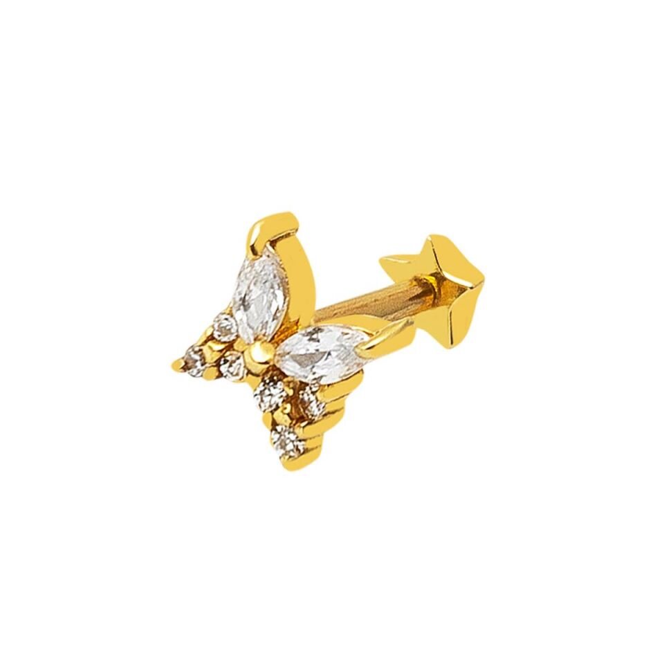 14 Ayar Altın Kelebek Tragus Küpe