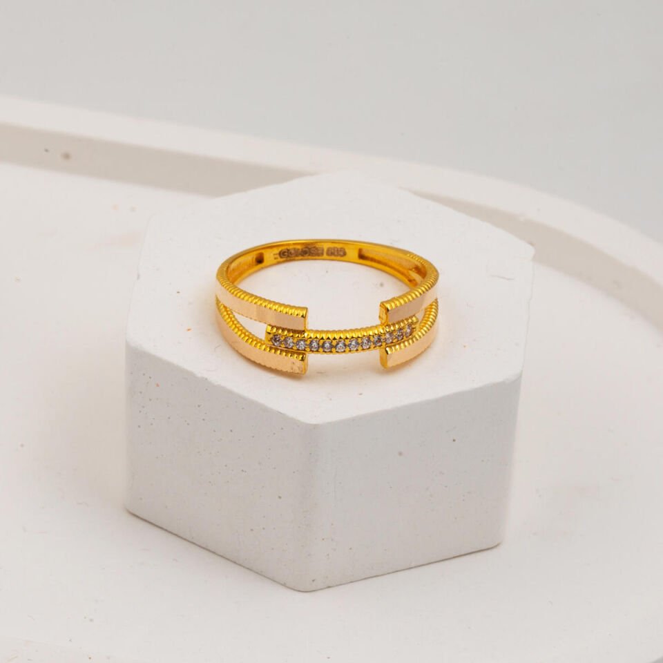 Tekli Kaburga Ajda Altın Yüzük 14 Ayar