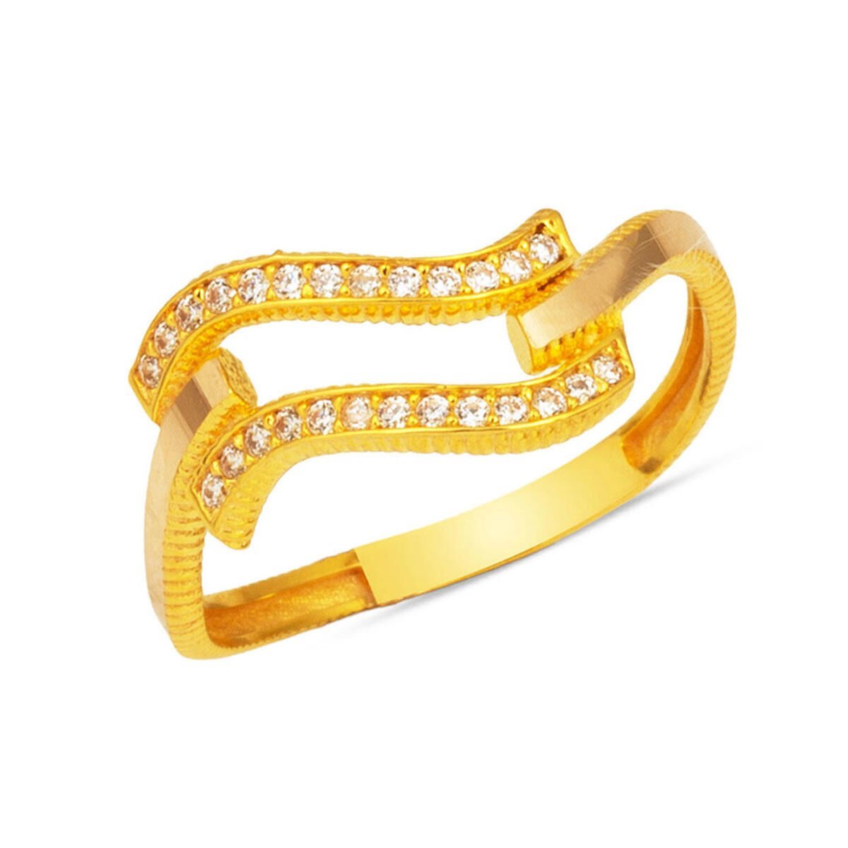 Zikzaklı Ajda 14 Ayar Altın Kaburga Yüzük