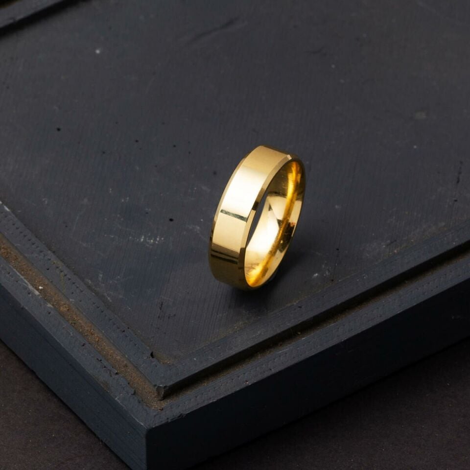 14 Ayar Klasik Köşeli Erkek Altın Alyans 6 mm.