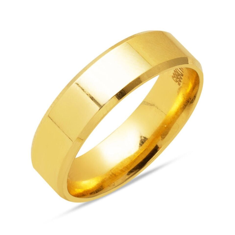 14 Ayar Klasik Köşeli Erkek Altın Alyans 6 mm.