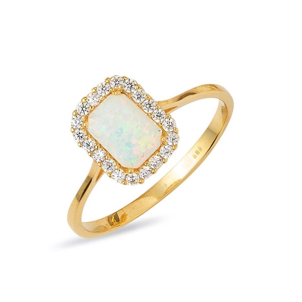 Baget Opal Taşlı Altın Yüzük