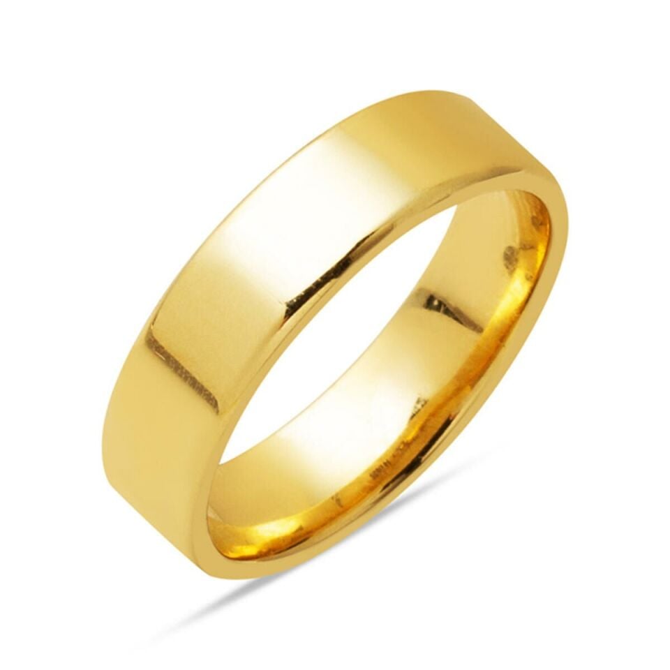 14 Ayar Düz Köşeli Kadın Altın Alyans 6 mm.