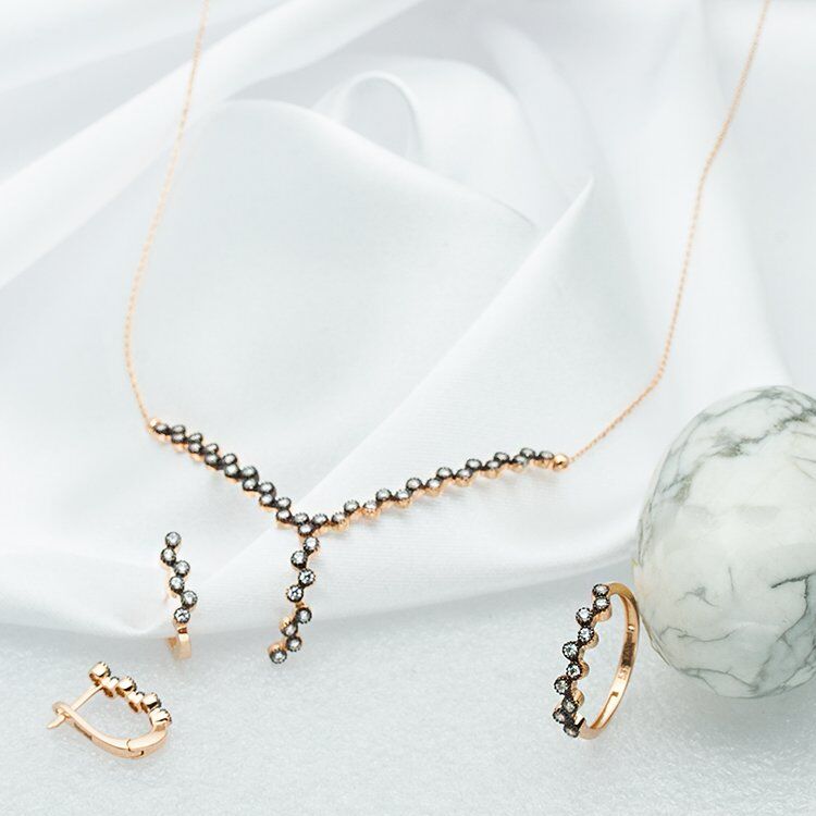 Elmas Görünümlü 14 Ayar 3'lü Altın Set