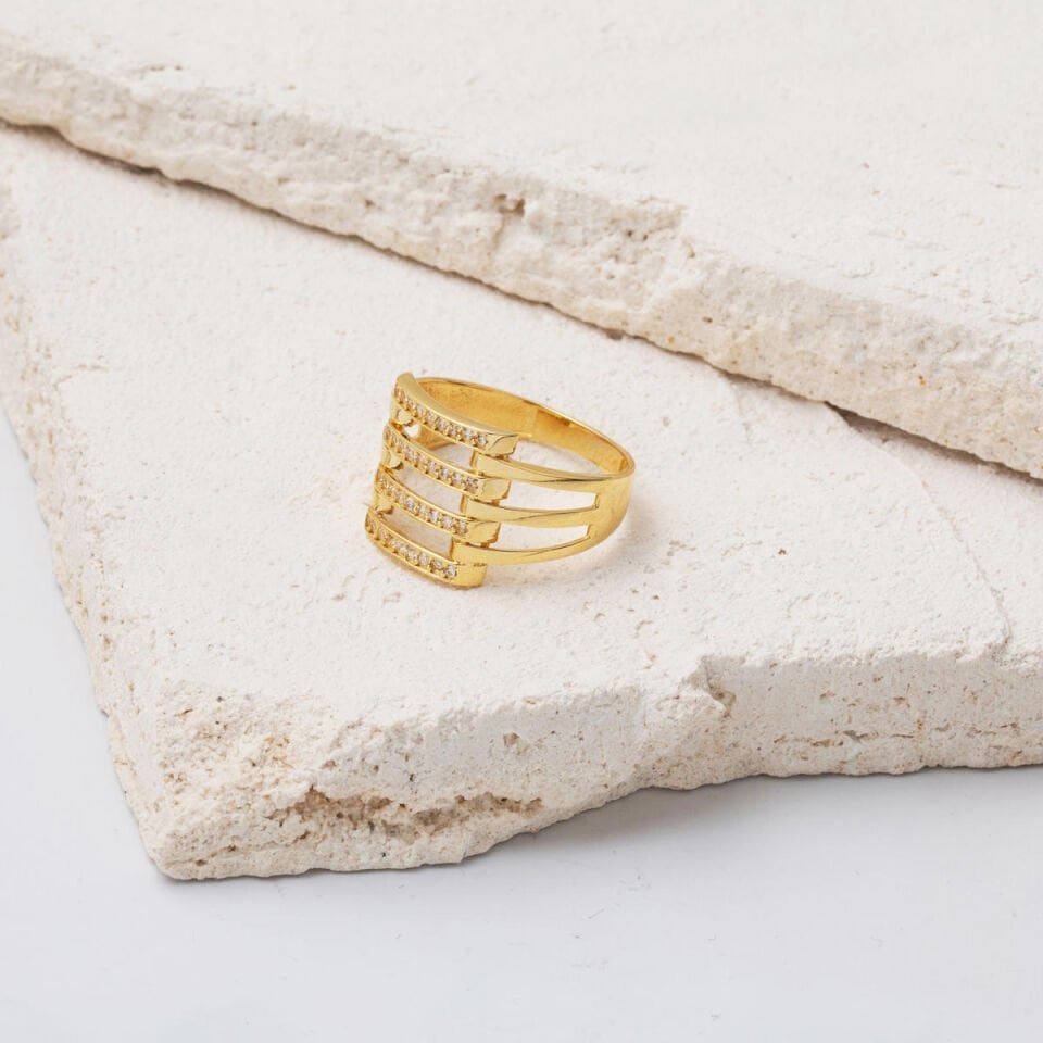 Dörtlü Kaburga 14 Ayar Altın Yüzük