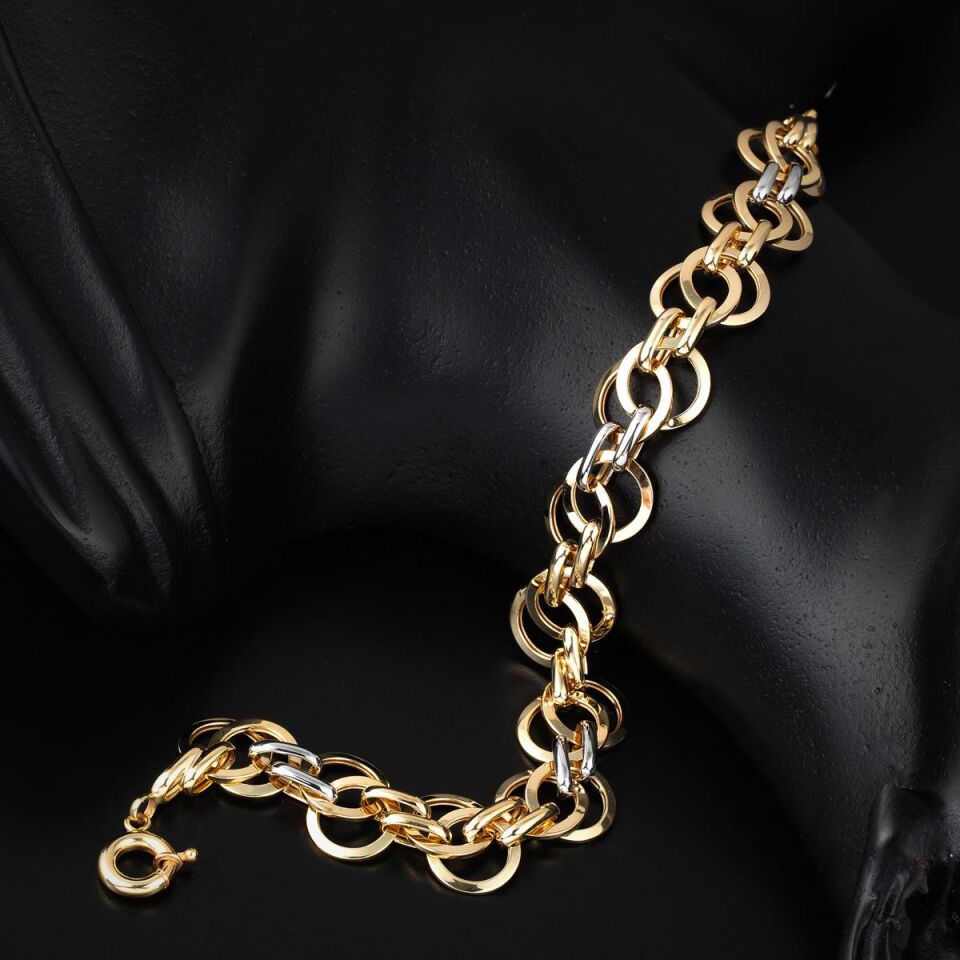 2 Renkli Hallow Altın Bileklik