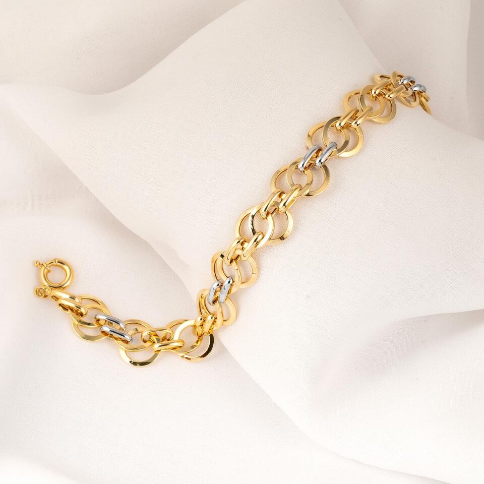 2 Renkli Hallow Altın Bileklik