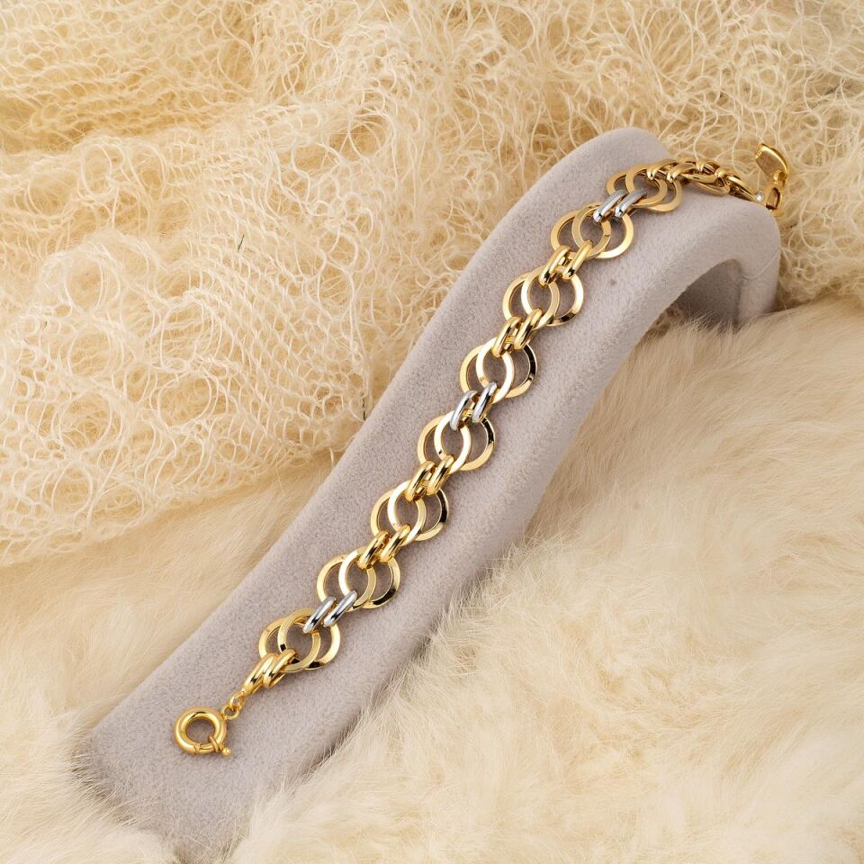 2 Renkli Hallow Altın Bileklik