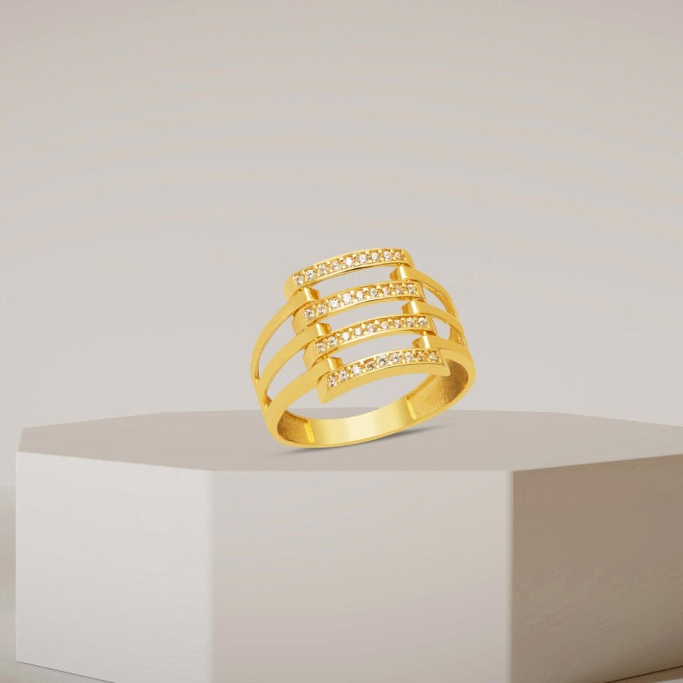 Dörtlü Kaburga 14 Ayar Altın Yüzük