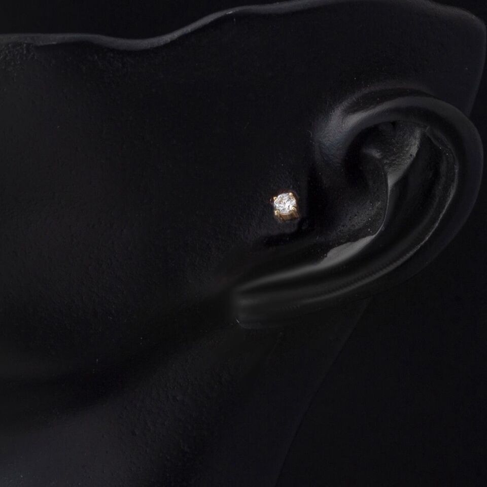 14 Ayar Altın Tektaş Tragus Küpe