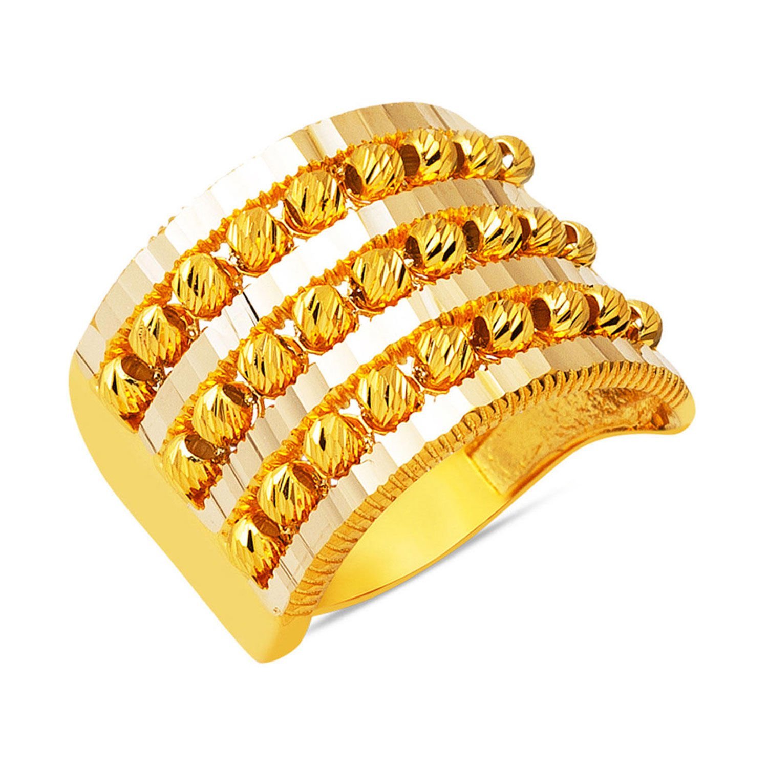 Üç Sıra Dorikalı Ajda Altın Yüzük