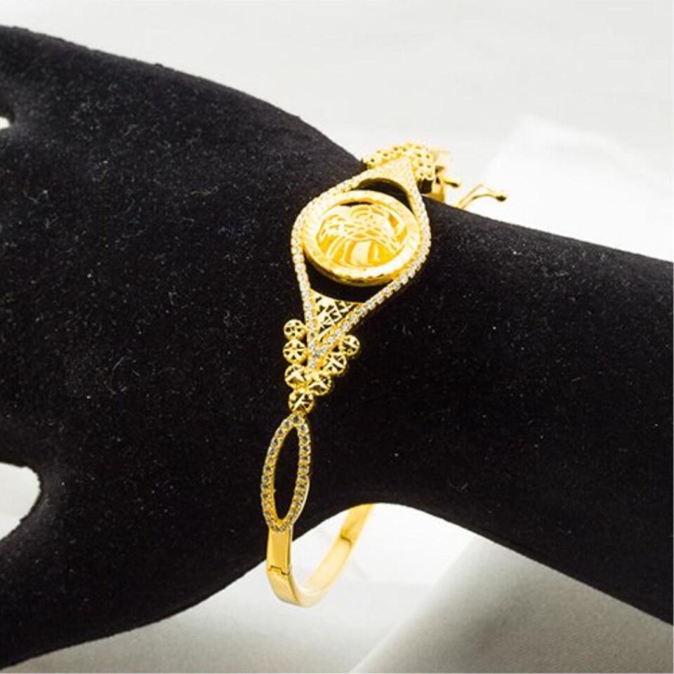 Tuğralı 14 Ayar Altın Kelepçe Bilezik