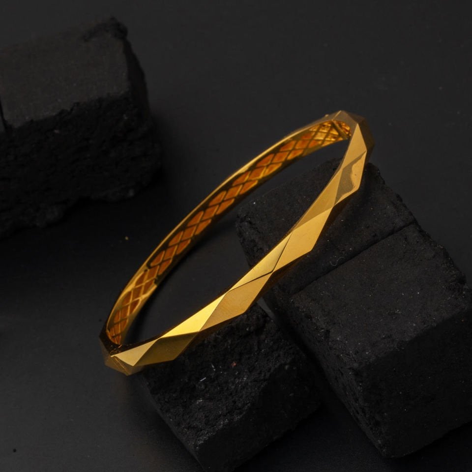 22 Ayar Prizma Sarı Altın Kelepçe Bilezik