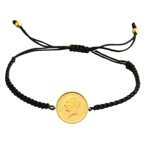 Cumhuriyet Çeyrek Altınlı İpli 22 Ayar Bileklik