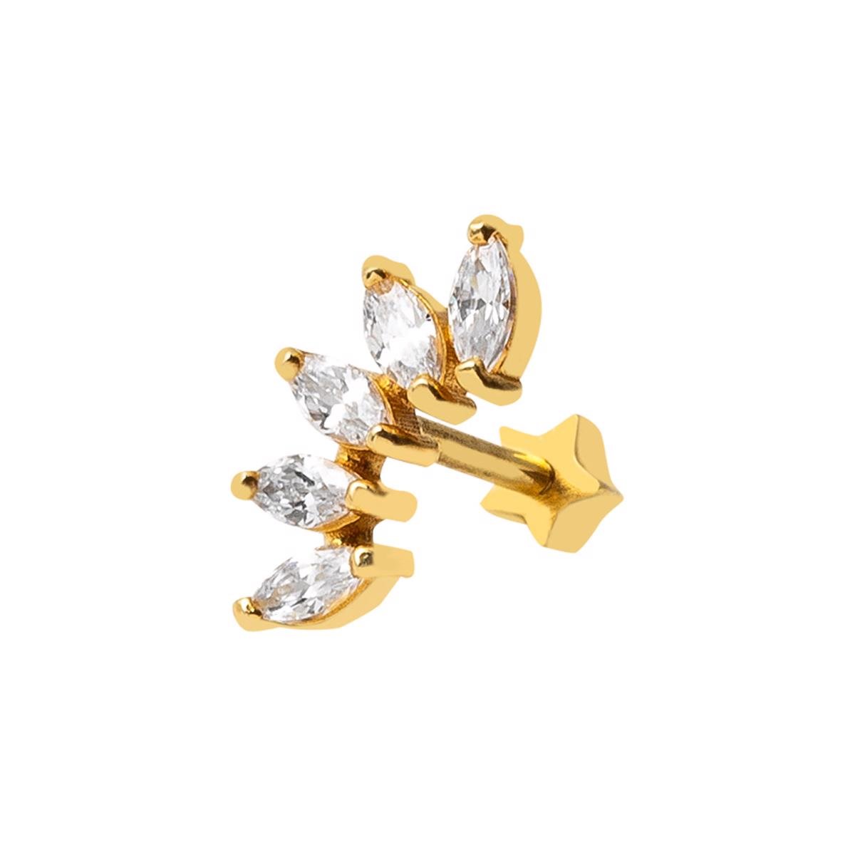 14 Ayar Altın 5 Taş Tragus Küpe