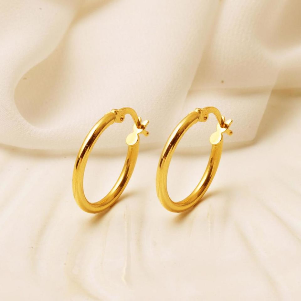 22 Ayar Klasik Halka Altın Küpe 2.5 cm