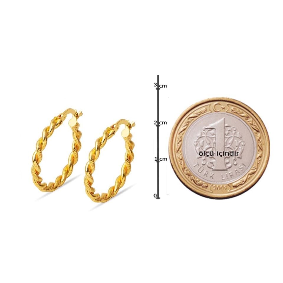 Burgu 2 cm. Çaplı Halka 22 Ayar Altın Küpe