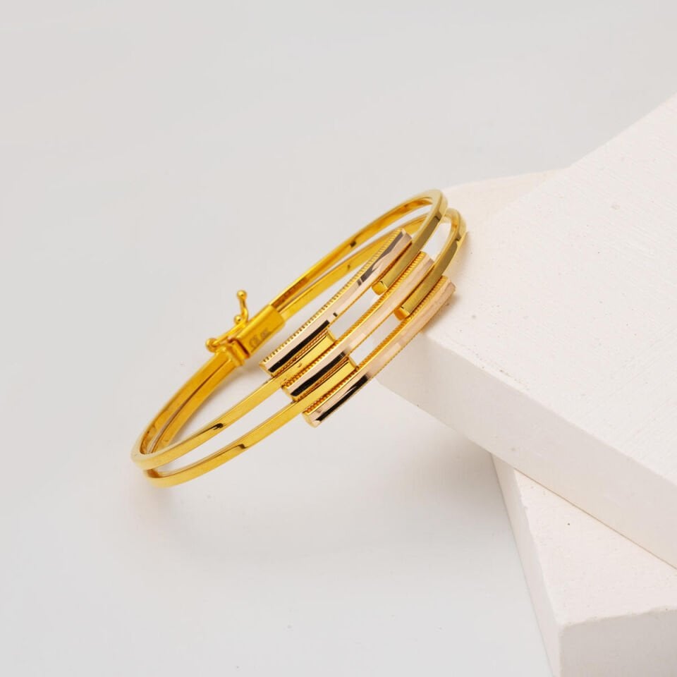 Ajda Model Üçlü Kaburga Altın Bilezik