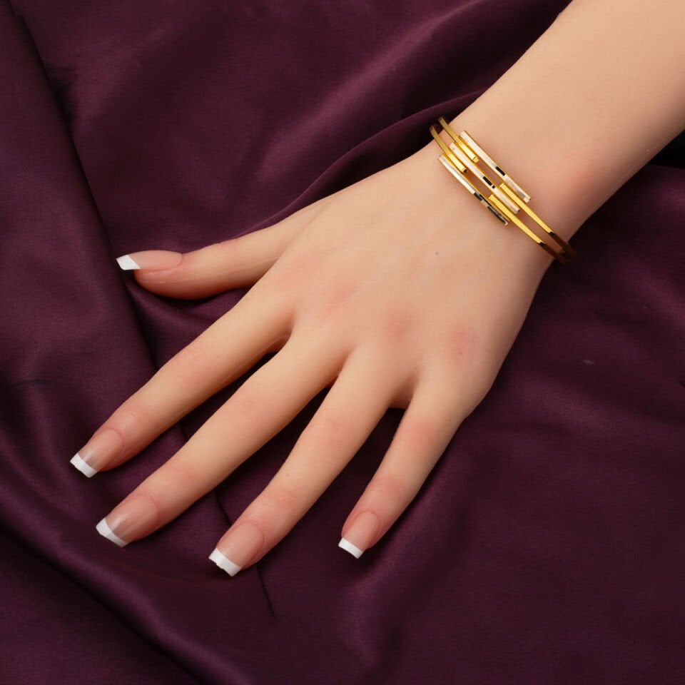 Ajda Model Üçlü Kaburga Altın Bilezik