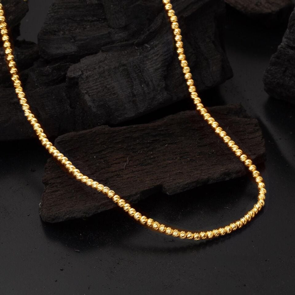 Top Altın Dizili 22 Ayar Altın Zincir Kolye