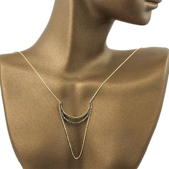 Favori Gold Topaz Taşlı Hilal Altın Kolye