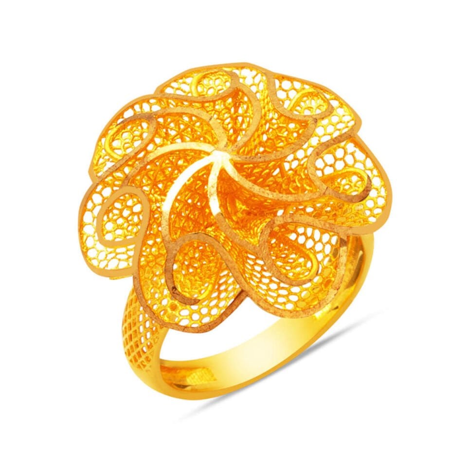 Altın Taşsız Modern Tül Yüzük