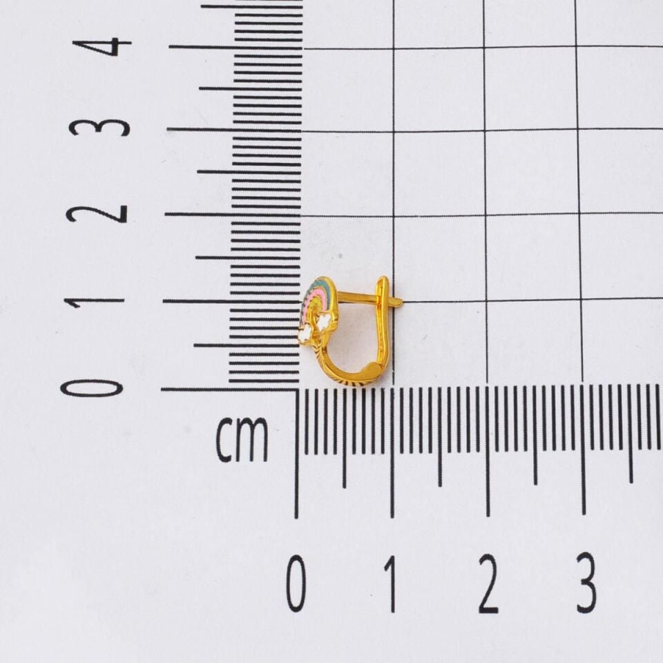 22 Ayar Gökkuşağı Altın Çocuk Küpesi