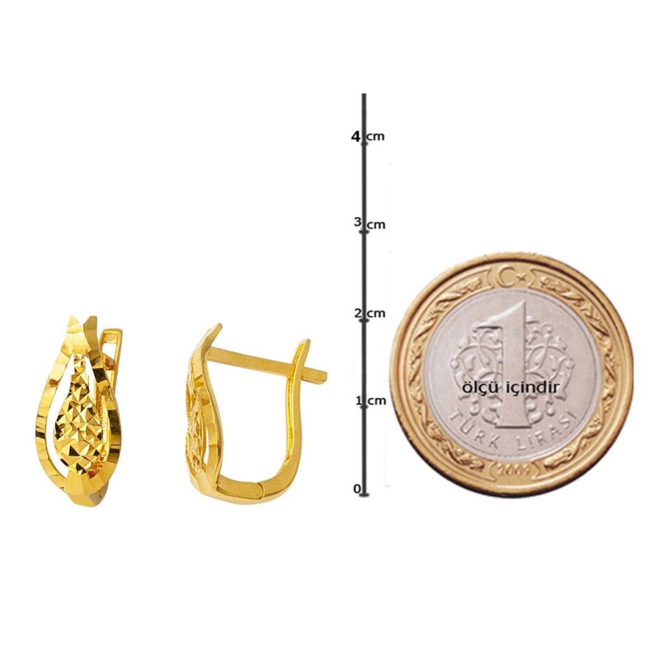 Lale 14 Ayar Taşsız Altın Küpe