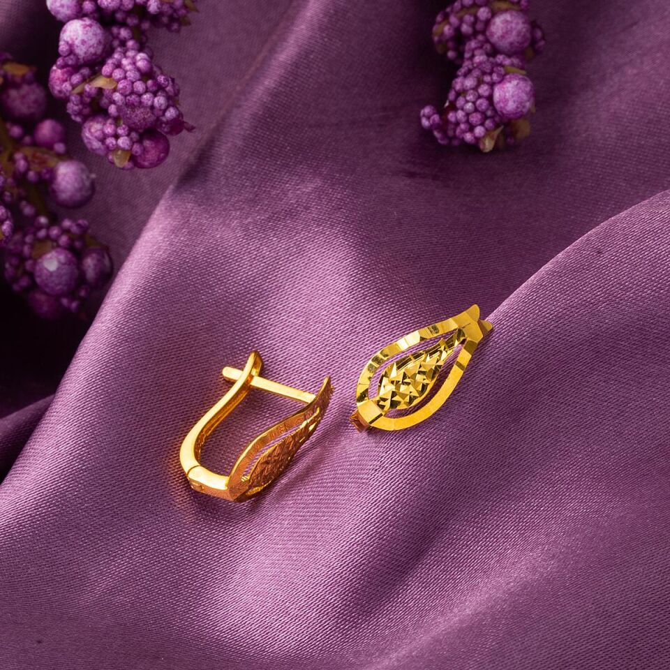 Lale 14 Ayar Taşsız Altın Küpe