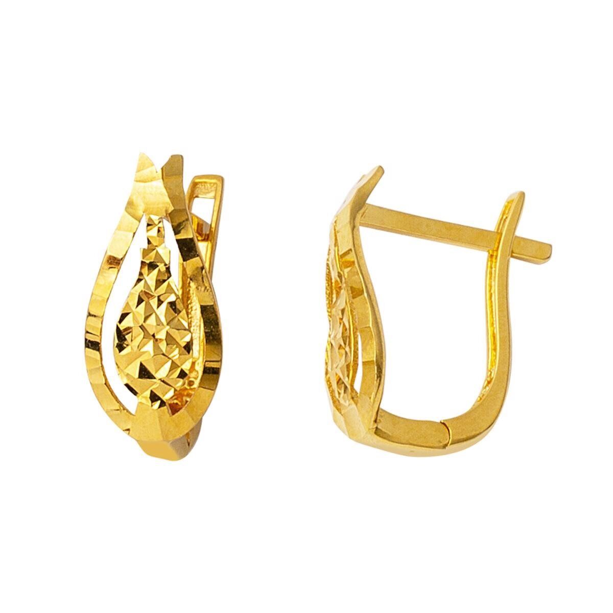 Lale 14 Ayar Taşsız Altın Küpe