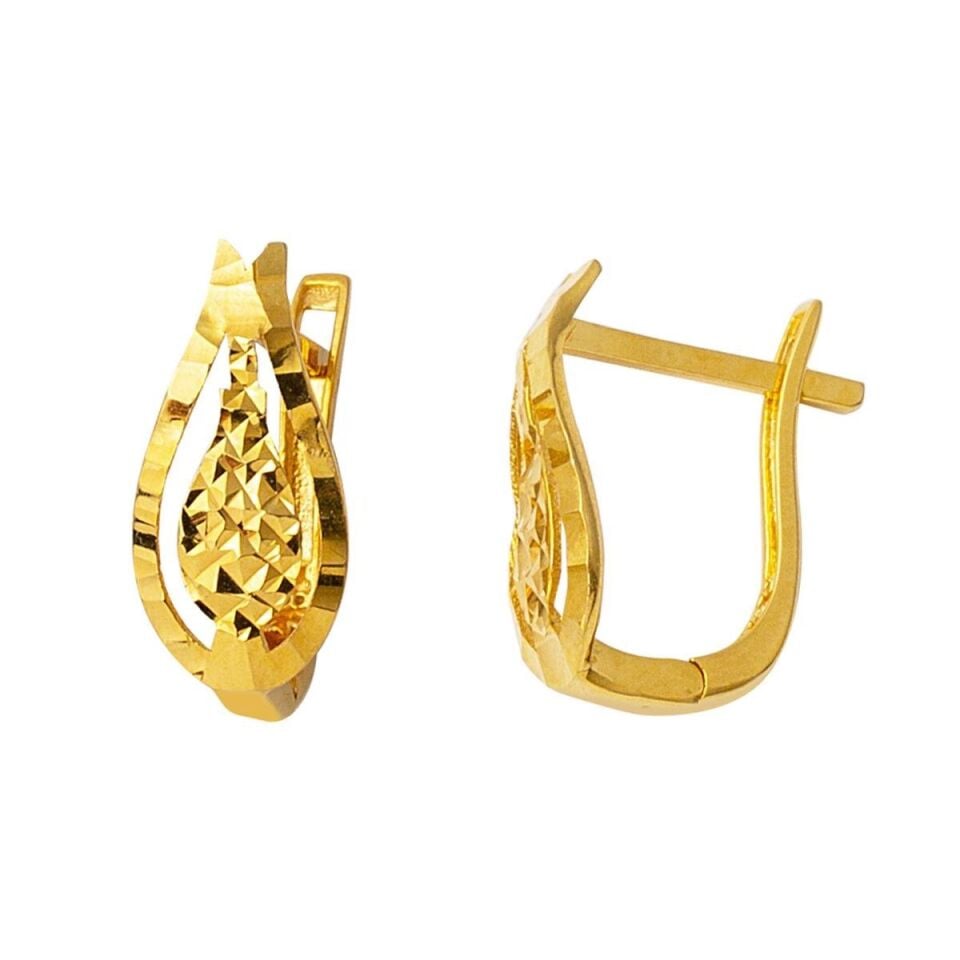 Lale 14 Ayar Taşsız Altın Küpe