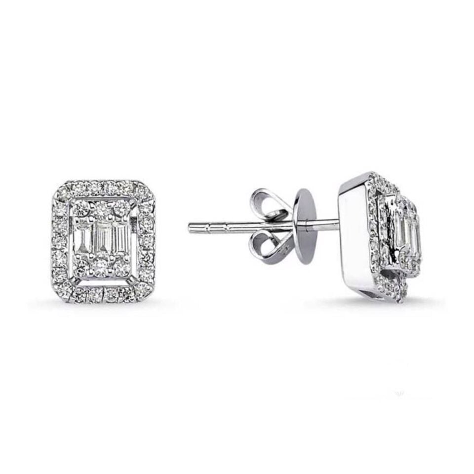 0,86 Karat Pırlanta Baget Küpe