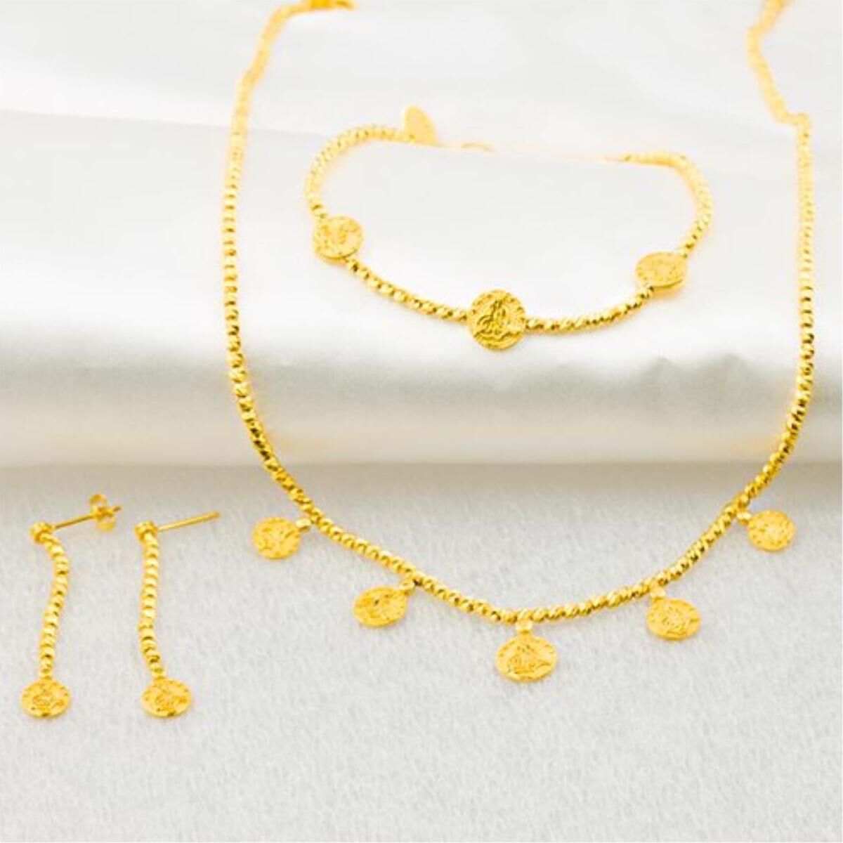 Tuğralı Dorissa 14 Ayar Sarı Altın Takı Seti