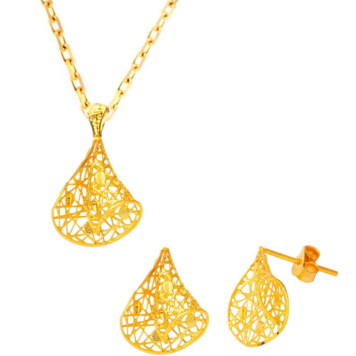 Müzeyyen 22 Ayar Taşsız Altın Takı Seti