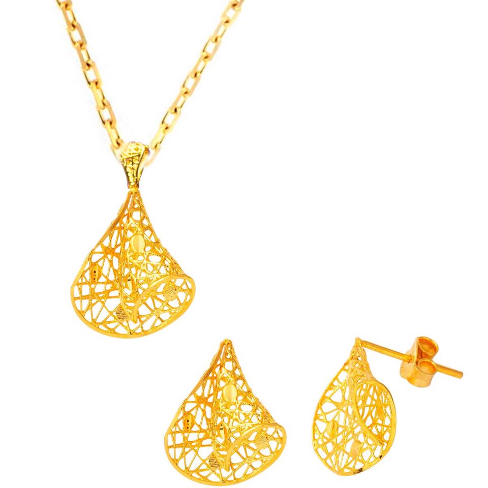 Müzeyyen 22 Ayar Taşsız Altın Takı Seti