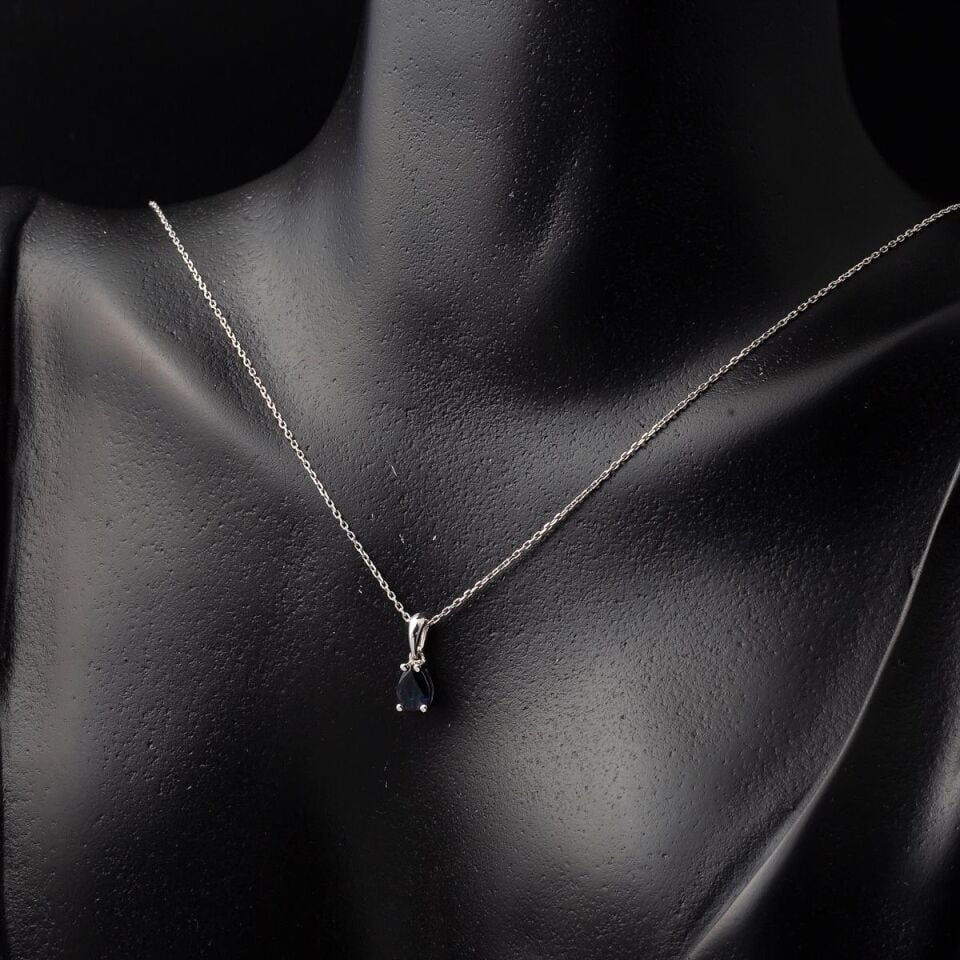 0,35 ct Damla Safir Taşlı Altın Kolye