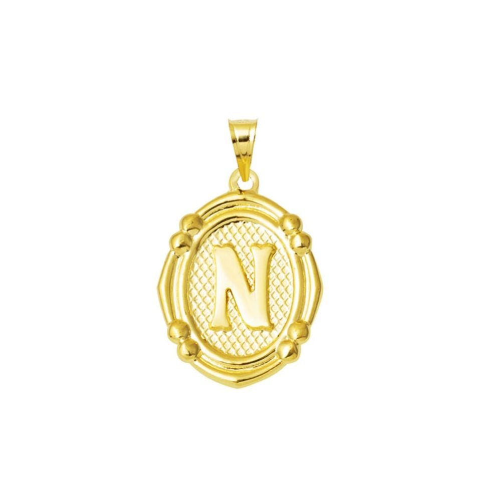 14 Ayar İtalyan N Harfi Altın Kolye Ucu