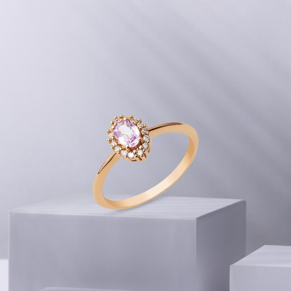 0,48 ct Morganit & 0,12 ct Pırlantalı Yüzük