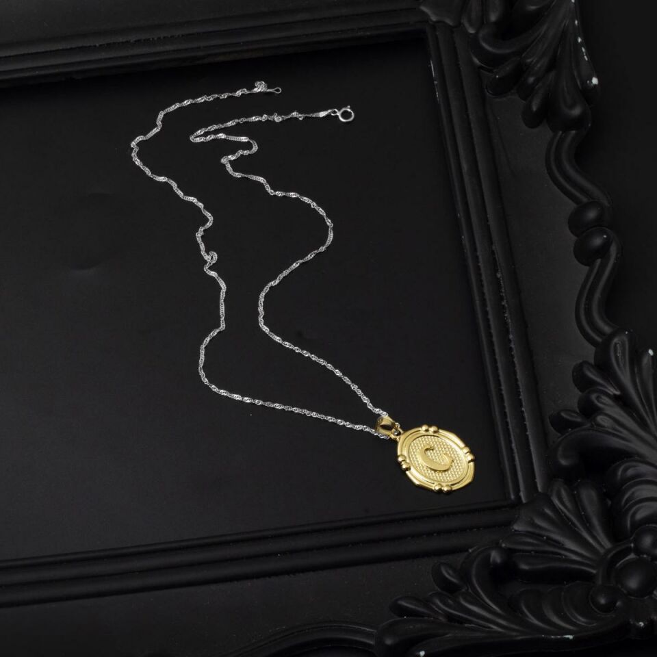 14 Ayar İtalyan C Harfi Altın Kolye Ucu