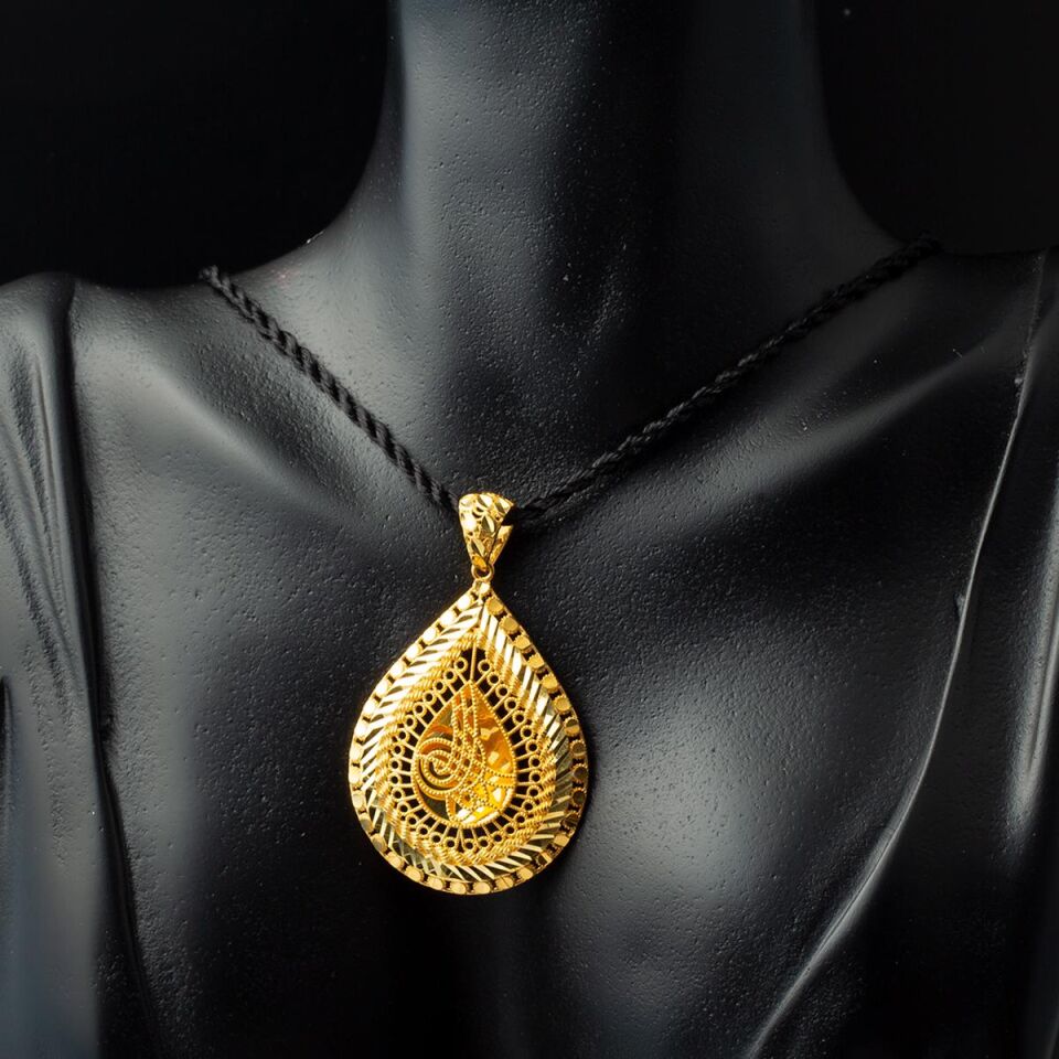 Damla Tuğra Taşsız Altın Kolye Ucu