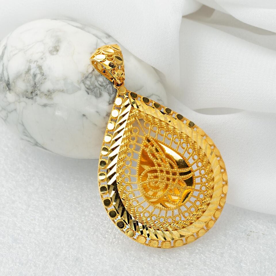 Damla Tuğra Taşsız Altın Kolye Ucu