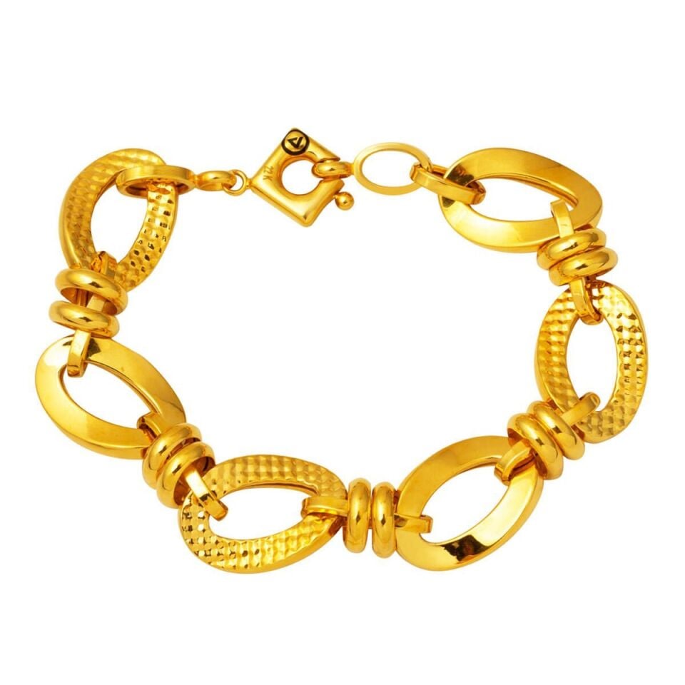 22 Ayar Kalemli Tasarım Hallow Altın Bileklik